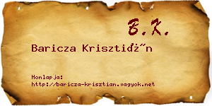 Baricza Krisztián névjegykártya